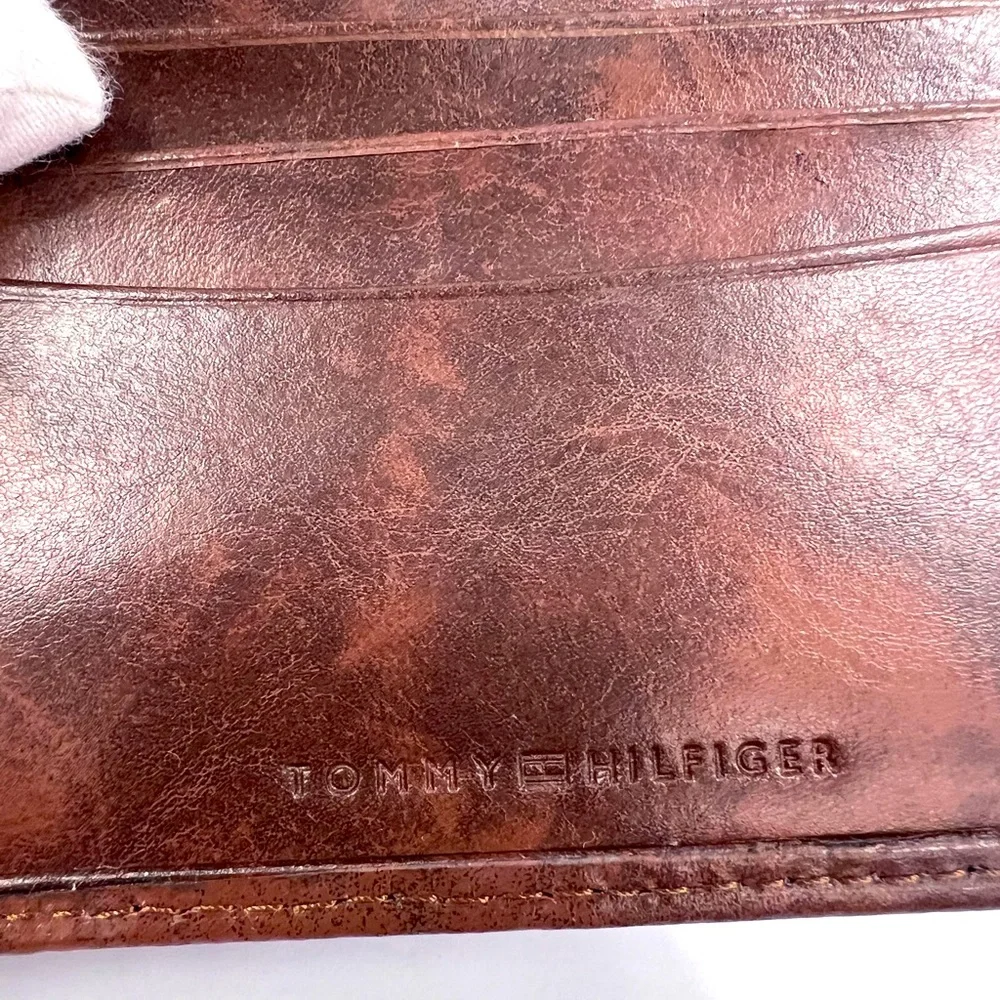 TOMMY HILFIGER 💯 MENS WALLET DOUBLE FOLD, BROWN, GENUINE LEATHER, RFID READY - Picture 7 of 14